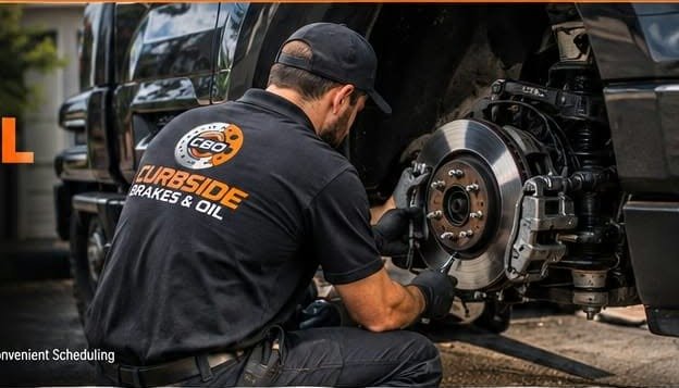 Technician servicing a brake rotor on a customer's vehicle